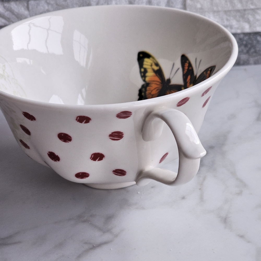 Anthropologie Butterfly Teacup Set with Red Polka Dots - Set Of Two. - Picture 8 of 10